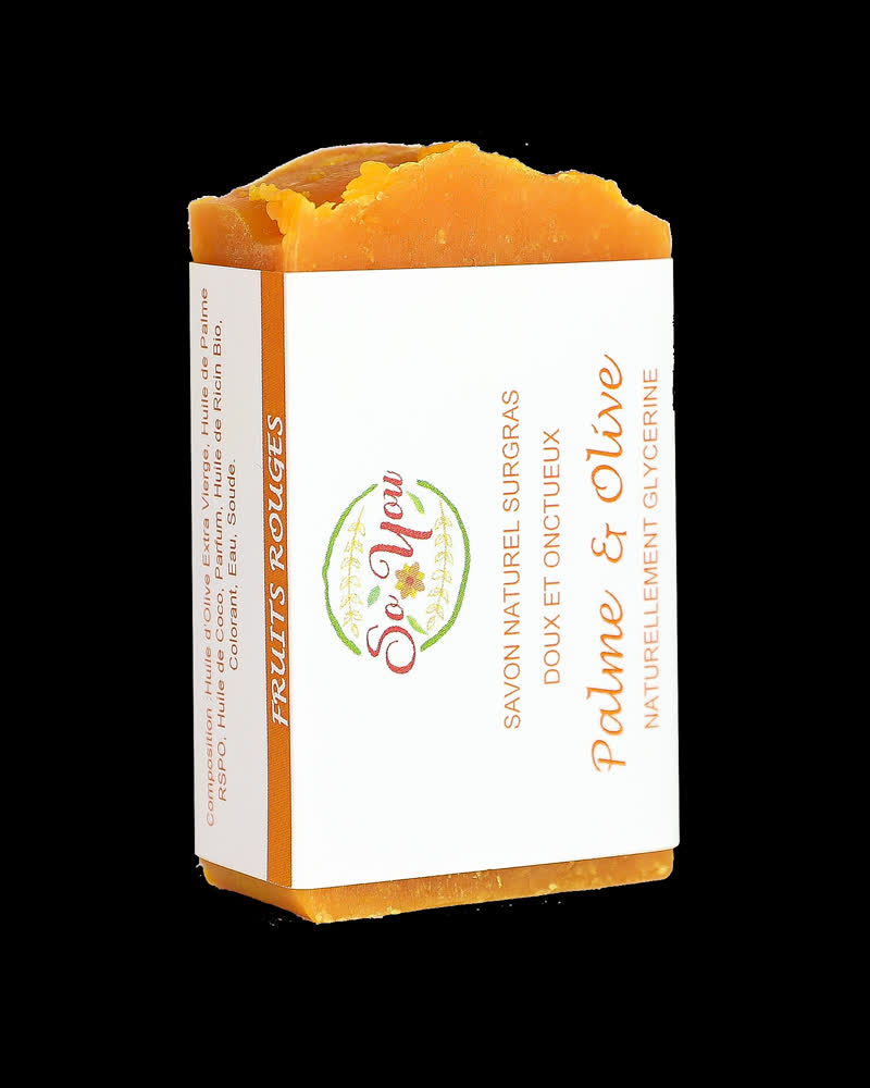 Savon olive, coco, ricin, palme RSPO-Fruits Rouges